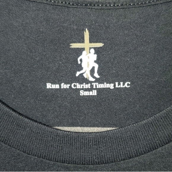 NWOT "Finish the Race" 2 Timothy 4:7 Tshirt, 60/40 Polyester Cotton Blend - Picture 3 of 4